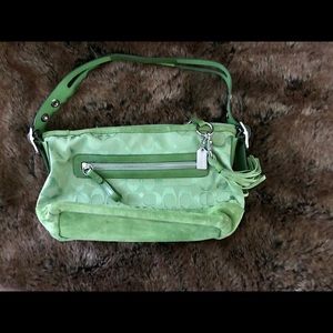 Green canvas/suede logo bag